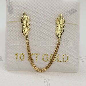 Elegant 10K Gold Leaf Chain Earrings • Lightweight Screw-Back Jewelry.